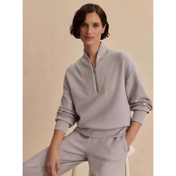 Varley | Women | Davidson Doublesoft Lilac Athletic Half Zip Sweatshirt | Large - Picture 15 of 15